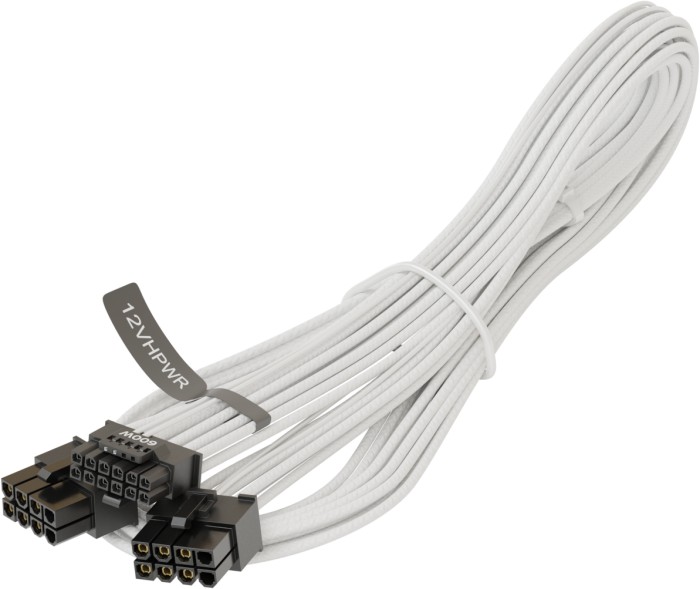 Seasonic 12VHPWR Cable, 600W PCIe 5.0 12VHPWR, 2x 8-Pin PCIe Stecker auf 16-Pin PCIe 5.0 12VHPWR Stecker, Adapterkabel, weiß, 75cm