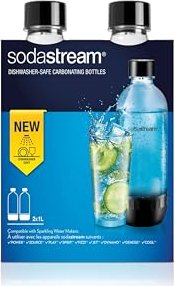 SodaStream Kunststoff Sodaflasche 1l spülmaschinengeeignet schwarz, 2 Stück