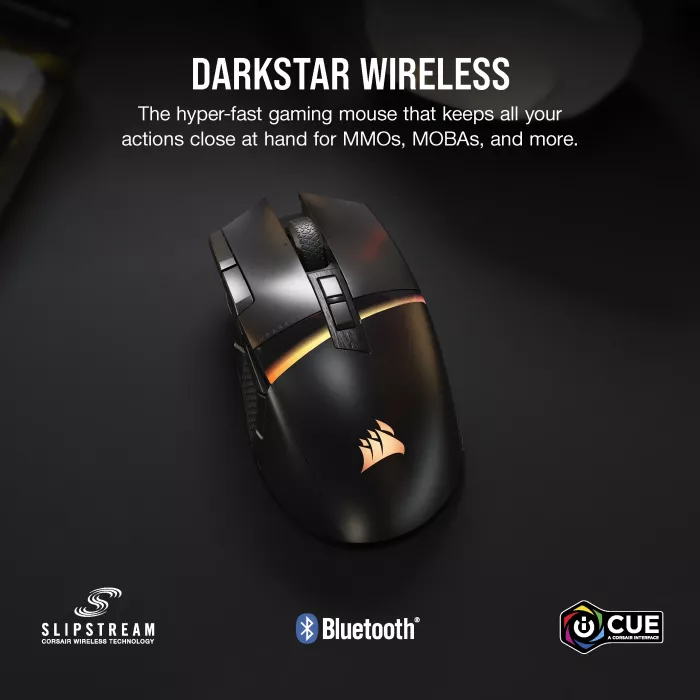 Corsair Gaming Darkstar Wireless MMO/MOBA Mouse, USB/Bluetooth