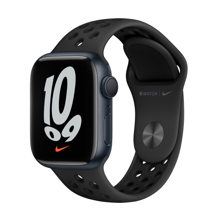 Apple Watch Nike Series 7 (GPS) 41mm Aluminium Mitternacht mit Sportarmband anthrazit/schwarz