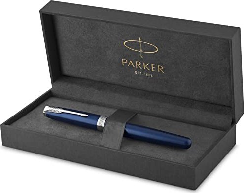 Parker Sonnet Füller | Blaue Lackierung | Füllfederhalter mit mittlerer Feder | Geschenkbox