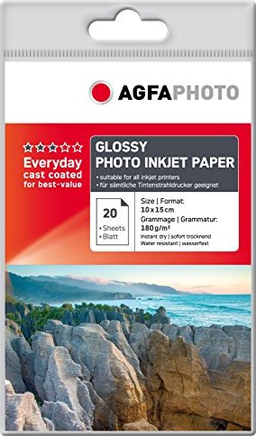AgfaPhoto papier foto jednostronna błyszczący biały, 10x15cm, 180g/m², 20 arkuszy