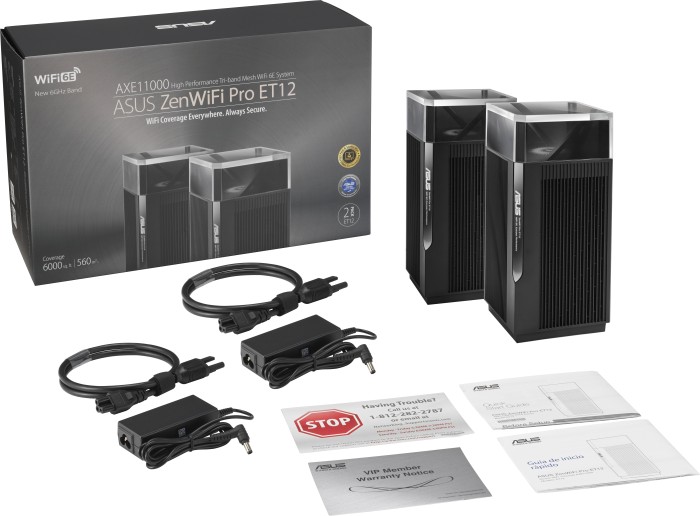 ASUS ZenWiFi Pro ET12, AXE11000, schwarz, 2er-Pack