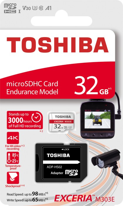 Toshiba Exceria M303E R98/W65 microSDHC 32GB Kit, UHS-I U3, Class 10