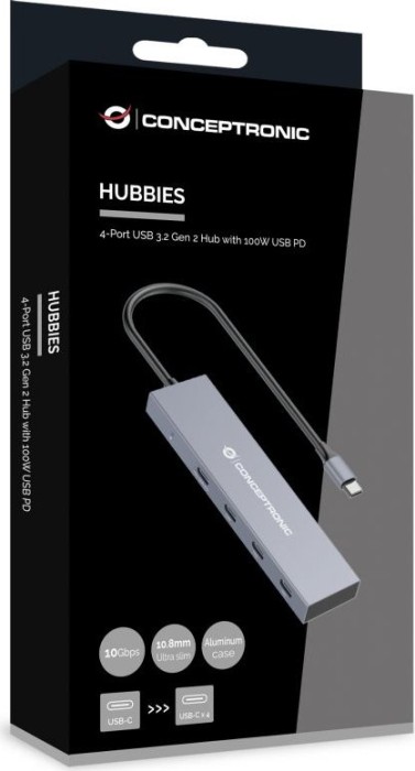 HUBBIES14G 4-Port USB 3.2 Gen 2 Hub, 10Gbps, USB-C x 4, 100W USB