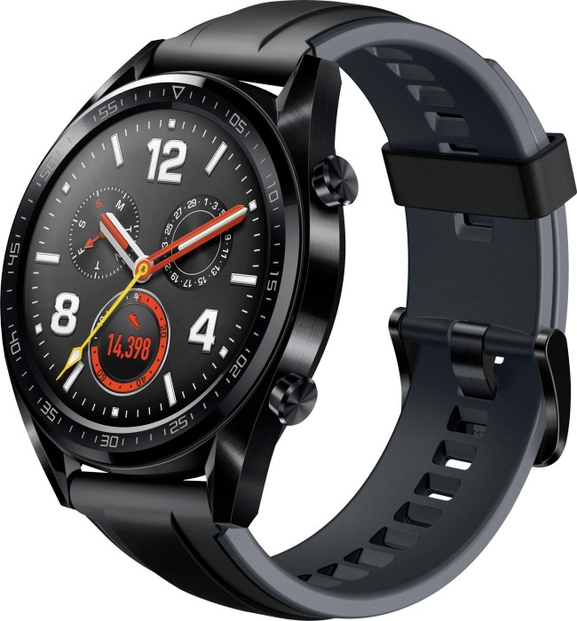 Huawei Watch GT Sport schwarz mit Silikonarmband schwarz