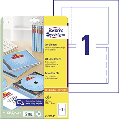 Avery-Zweckform wkładki do CD matowy biały, A4, 185g/m², 25 arkuszy