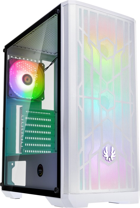 BitFenix Nova Mesh SE TG 4ARGB, inkl. 4x Lüfter, Lüfter LED RGB, weiß, Glasfenster
