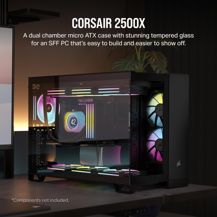 Corsair 2500X, czarny, szklane okno