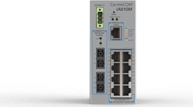 Allied Telesis CentreCOM IA810M Industrial Railmount Managed switch, 8x RJ-45, 2x SC-Duplex
