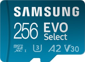 Samsung EVO Select R130 microSDXC 256GB Kit, UHS-I U3, A2, Class 10 (MB-ME256KA)