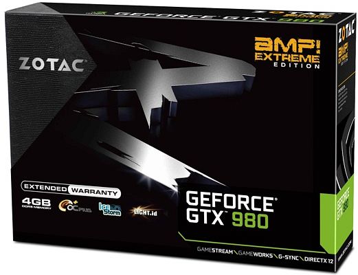 Zotac GeForce GTX 980 AMP! Extreme, 4GB GDDR5, DVI, HDMI, 3x DP