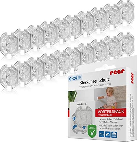 REER Steckdosenschutz transparent zum Kleben 20 Stück 