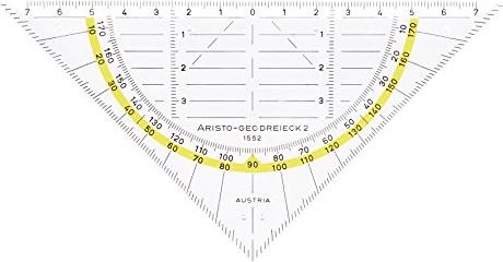 transparent Aristo AR18000B Geodreieck AR1552 mit passender Geocover Schutzhülle basic Dreieck Hypotenuse 16 cm, Tuschenoppen und Facetten, Hülle mit Lochung zum Abheften rot 