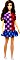 mit langem braunen Haar Kleid mit Colorblock Karomuster und Accessoires
