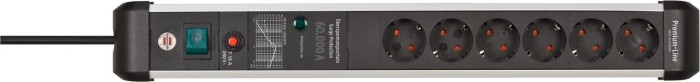 Brennenstuhl Premium-Protect-Line 60000A, 6-fach, 5m, silber/schwarz