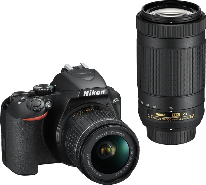 Nikon D3500 schwarz mit Objektiv AF-P VR DX 18-55mm und VR DX AF-P 70-300mm