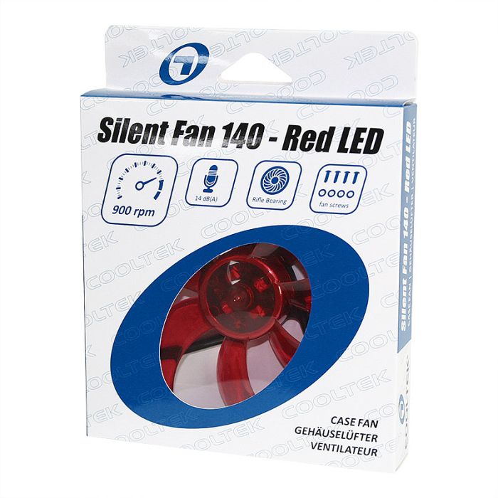 Cooltek silent Fan 140 LED, czerwony, 140mm