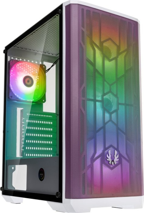 BitFenix Nova Mesh SE TG 4ARGB, white/purple, incl. 4x fan, fan LED RGB, glass window