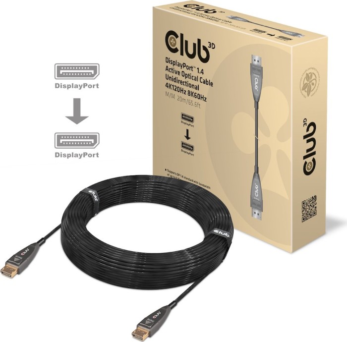 Club 3D AOC DisplayPort 1.4 przewód 4K 120Hz 8K60Hz czarny, 20m