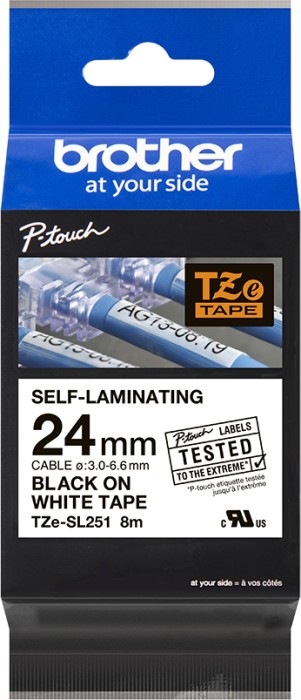 Brother TZe-SL251 Beschriftungsband, 24mm, schwarz/weiß