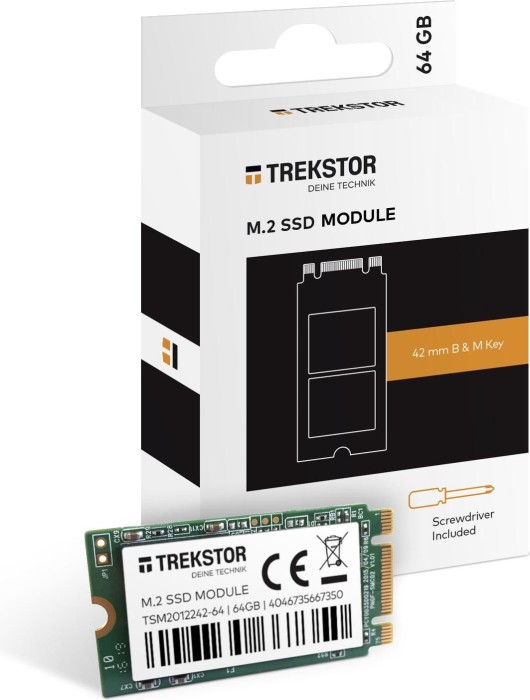 TrekStor M.2 upgrade moduł 64GB, M.2 2242/B-M-Key/SATA 6Gb/s
