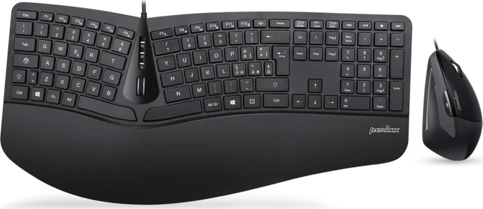 Perixx Periduo-505 Set Tastiera Ergonomica Split E Mouse Verticale Cablati - Layout UK Con Poggiapolsi Regolabile - 5