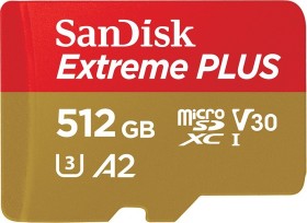 SanDisk Extreme PLUS R170/W90 microSDXC 512GB Kit, UHS-I U3, A2, Class 10 (SDSQXBZ-512G-GN6MA)