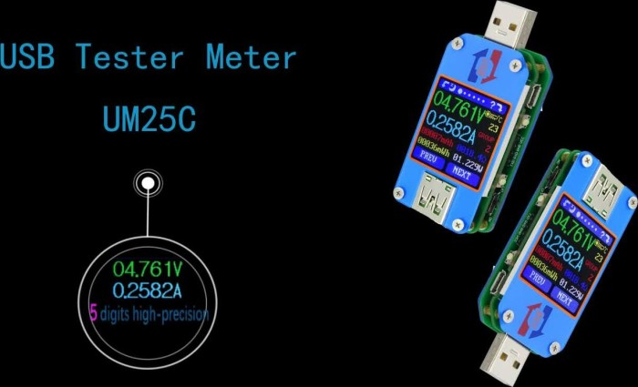 RD Tech UM25C USB-A/USB-C Leistungsmonitor i Ladeprotokoll-Analysegerät, USB-A/Bluetooth