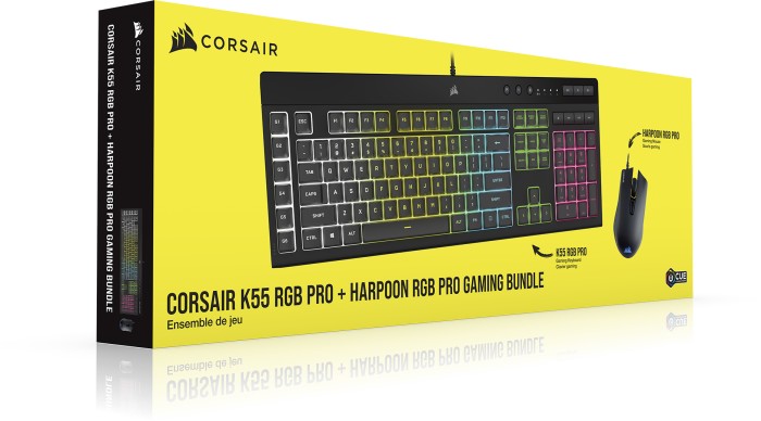 Corsair K55 RGB PRO + Harpoon RGB PRO Gaming Bundle, USB, DE