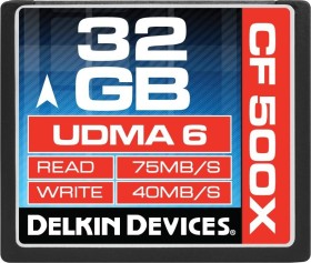 Delkin 500X UDMA6 R75/W40 CompactFlash Card 32GB