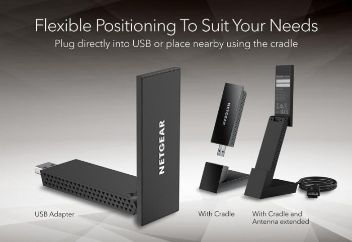 Netgear AXE3000 Wi-Fi 6E Adapter, 2.4GHz/5GHz/6GHz WLAN, USB-A 3.0 [Stecker]