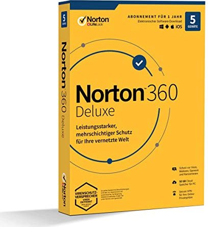 NortonLifeLock Norton 360 Deluxe, 5 User, 1 Jahr (deutsch) (Multi-Device)