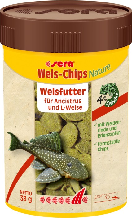 sera Wels-Chips Nature Hauptfutter für Ancistrus und L-Welse, 100ml