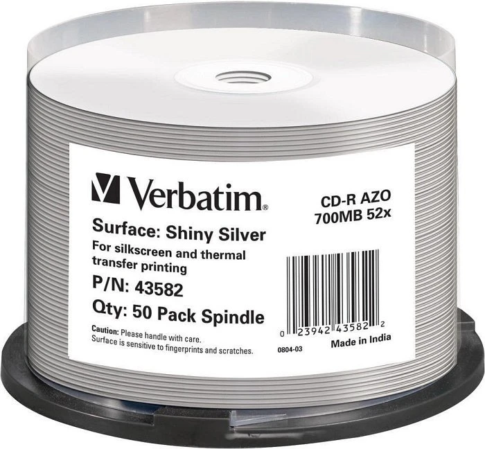 Verbatim Azo Shiny Silver CD R 80min 700MB 52x Ab 20 99 2022