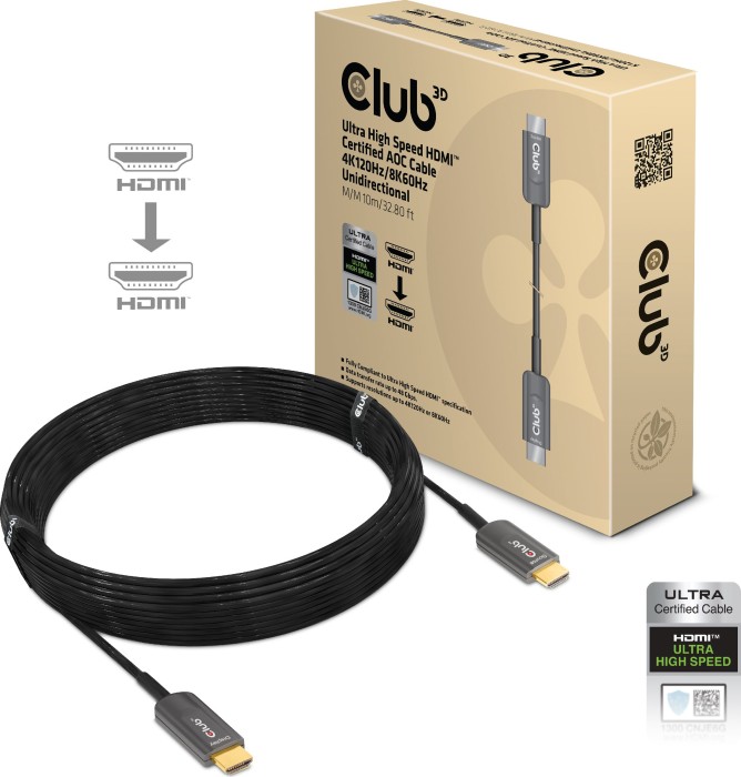 Club 3D Ultra High Speed HDMI 2.1 przewód 4K120Hz, 8K60Hz, 48Gbps certyfikowany, 10m