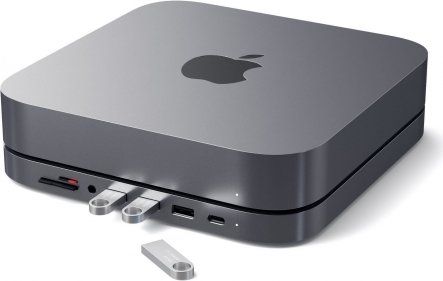 Satechi Type-C Aluminium Stand Hub für Mac Mini, Space Gray, Dual-Slot-Cardreader, USB-C 3.0 [Stecker]