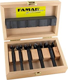 30 Forstnerbohrer Famag Bohrmax 1622 25 35 mm; in praktischer Holzbox 5-teiliger Satz enthält: 15 20 