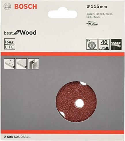 Bosch Professional C470 Best for Wood and Paint Exzenterschleifblatt 115mm K40, 5er-Pack