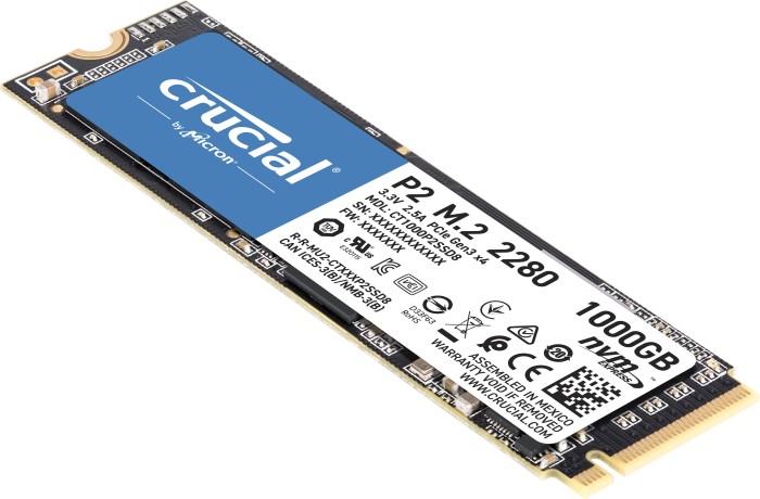Crucial P2 SSD 1TB, M.2 2280/M-Key/PCIe 3.0 x4