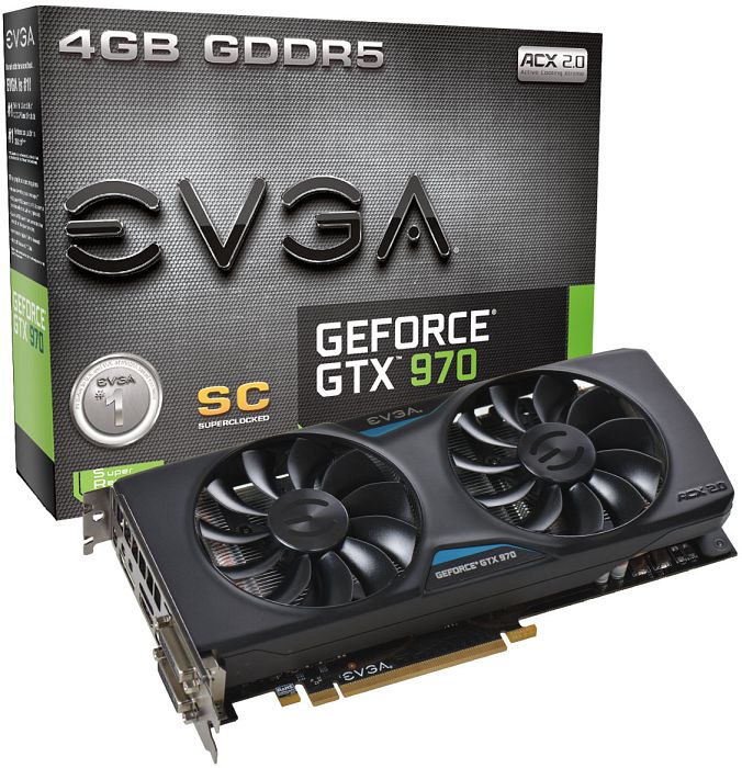 EVGA GeForce GTX 970 SuperClocked ACX 2.0, 4GB GDDR5, 2x DVI, HDMI, DP