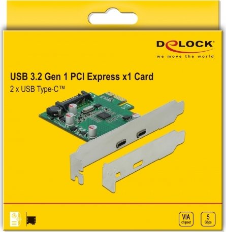 DeLOCK 2x USB-C 3.0, PCIe 2.0 x1