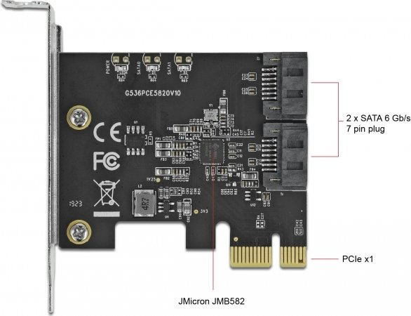 DeLOCK 2x SATA 6Gb/s, PCIe 3.0 x1