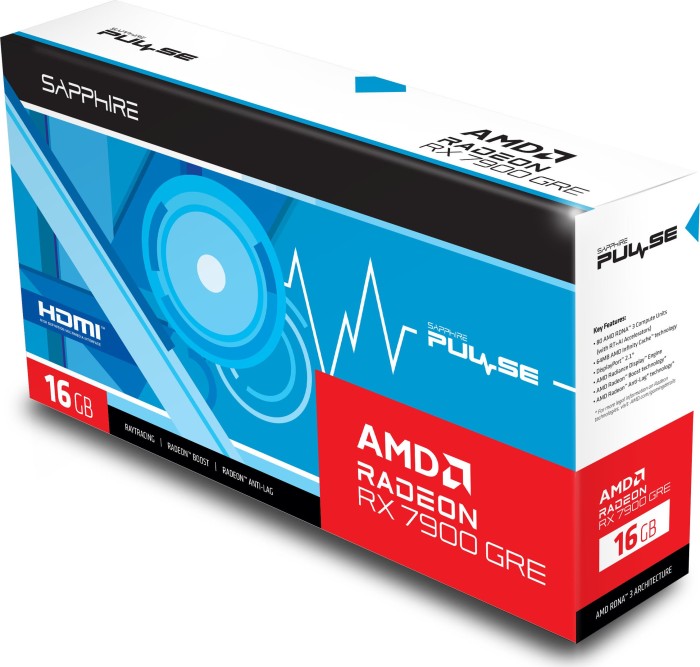 Sapphire Pulse Radeon RX 7900 GRE, 16GB GDDR6, 2x HDMI, 2x DP, lite retail