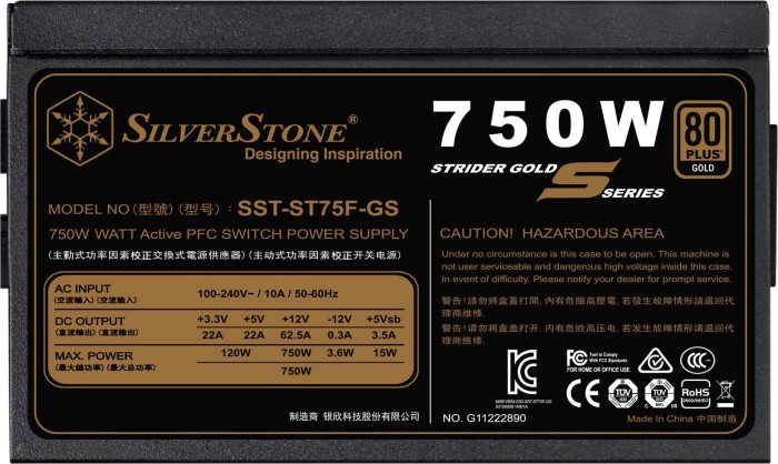 Silverstone Strider Gold S Series Rev 2 0 750w Atx 2 3 Sst St75f Gs V2 0 Skinflint Price Comparison Uk