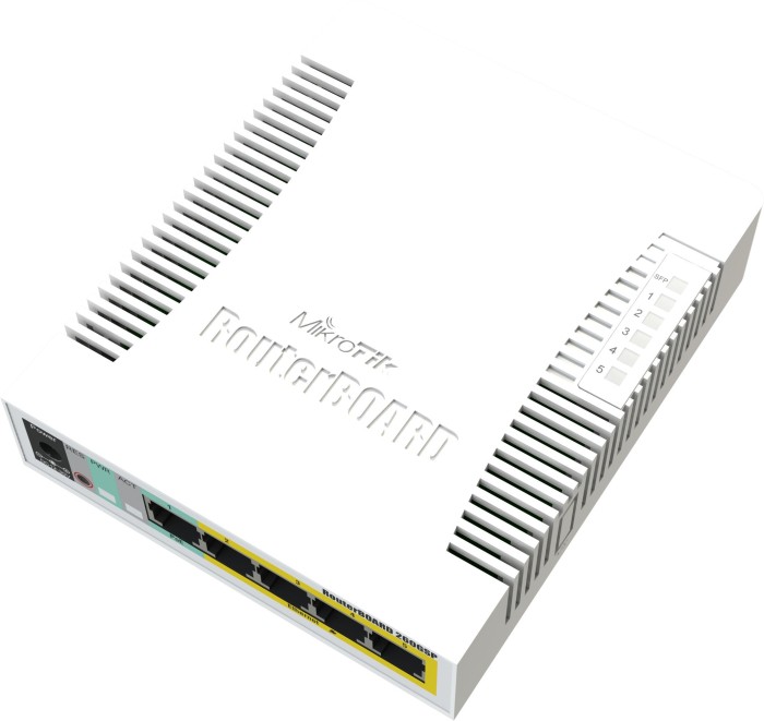 MikroTik RouterBOARD RB260 Desktop Gigabit Managed Switch, 5x RJ-45, 1x SFP, PoE PD/PoE