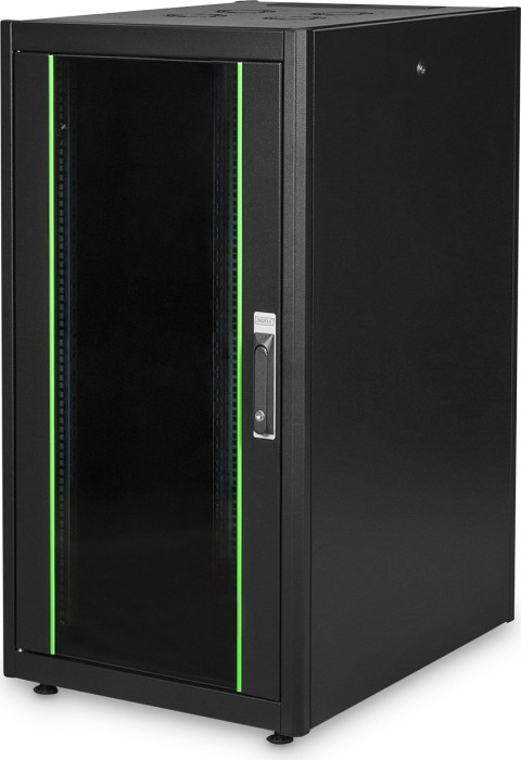 Digitus Dynamic Basic seria 22U szafa serwera, drzwi szklane, czarny, szerokość 600mm, 800 mm głębokości