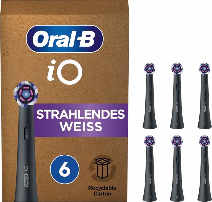 Oral-B iO Strahlendes biały szczoteczka zapasowa czarny, 6 sztuk