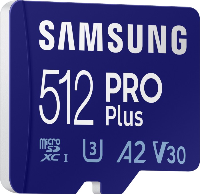 Samsung PRO Plus R160/W120 microSDXC 512GB USB-Kit, UHS-I U3, A2, Class 10