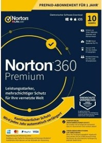 NortonLifeLock Norton 360 Premium, 10 User, 1 Jahr (deutsch) (Multi-Device)